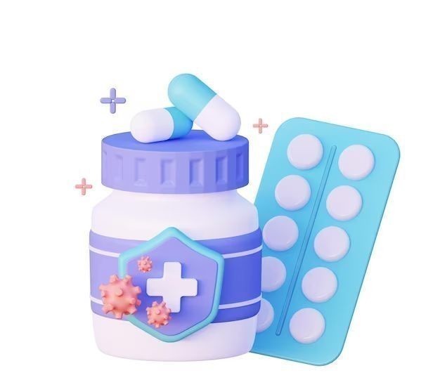 Antacid bottle and tablets